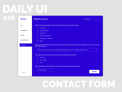 028_Contact Form checklist color contact form daily 100 challenge dailyui desktop app desktop design flat form ios job board logo design menu bar mobile design osx report an issue search bar slide in submit button webdesign