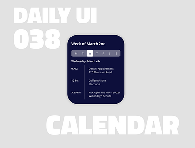 038_Calendar apple watch appointment booking button calendar calendar app daily overview daily100challenge dailyui day38 flat design interaction design menu bar scroll watchos wearable design weekly overview