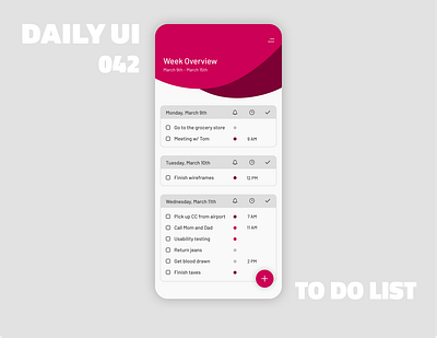 042_To Do List agenda button design daily100challenge dailyui dailyui 42 day42 flat ui colors flatui ios app ios design menu design mobile design productivity productivity app task list task manager to do to do app to do list week overview