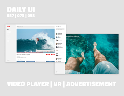 Video Streaming Site // Daily UI Challenge ad banner advertisement advertisement design daily100challenge dailyui dailyui 057 dailyui 073 dailyui 098 dailyuichallenge desktop design friends list uidesign uxdesign video ad video player virtual reality vr web app web design youtube