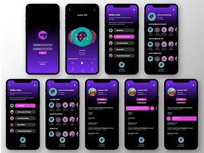 Music Player App app design app designer color flat gradient logo product design ui ux webdesign