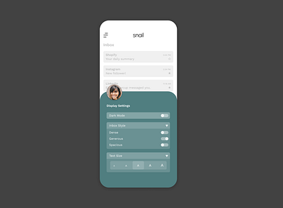 007_Settings app design clean color dailyui display settings flat inbox ios mail minimalist mobile settings ui ux