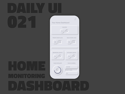 021_Home Monitoring Dashboard 3d app design button design daily 100 challenge dailyui dashboard home app home monitoring dashboard ios mobile neumorphic skeuomorphic smart home app soft ui switch ui ux