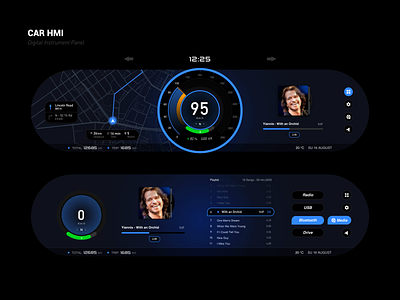 Car HMI Digital Dashboard animation auto car car hmi car ui dark theme dashboard drive electric car futuristic hmi ui music music ui