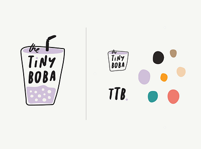 the tiny boba boba branding color design doodle graphic design handdrawn identity illustration illustrator layout logo organic palette sketch tea vector