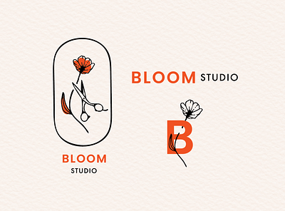 Bloom Studio (2) bloom branding design graphic design hair illustration illustrator logo orange salon shears studio tattoo type vector