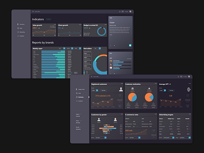 ERP software design in dark mode