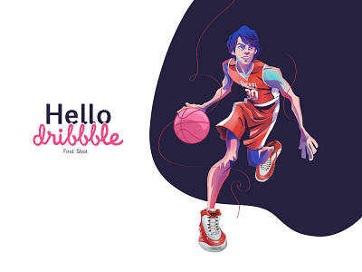 Hello Dribbble art debut digital art dribbble first shots flat flat design flat illustrator illustration art