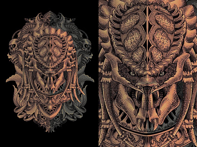 The Predator apparel artwork dark art design design character drawing engraving style illustration skull