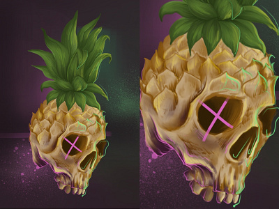 Pineapple Skull characterdesign design digital art drawing freelancer illustration illustrator painting pineapple skull