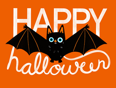 Batty bat halloween hand drawn illustration letter type