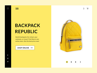 Welcome page. Bags design ui web