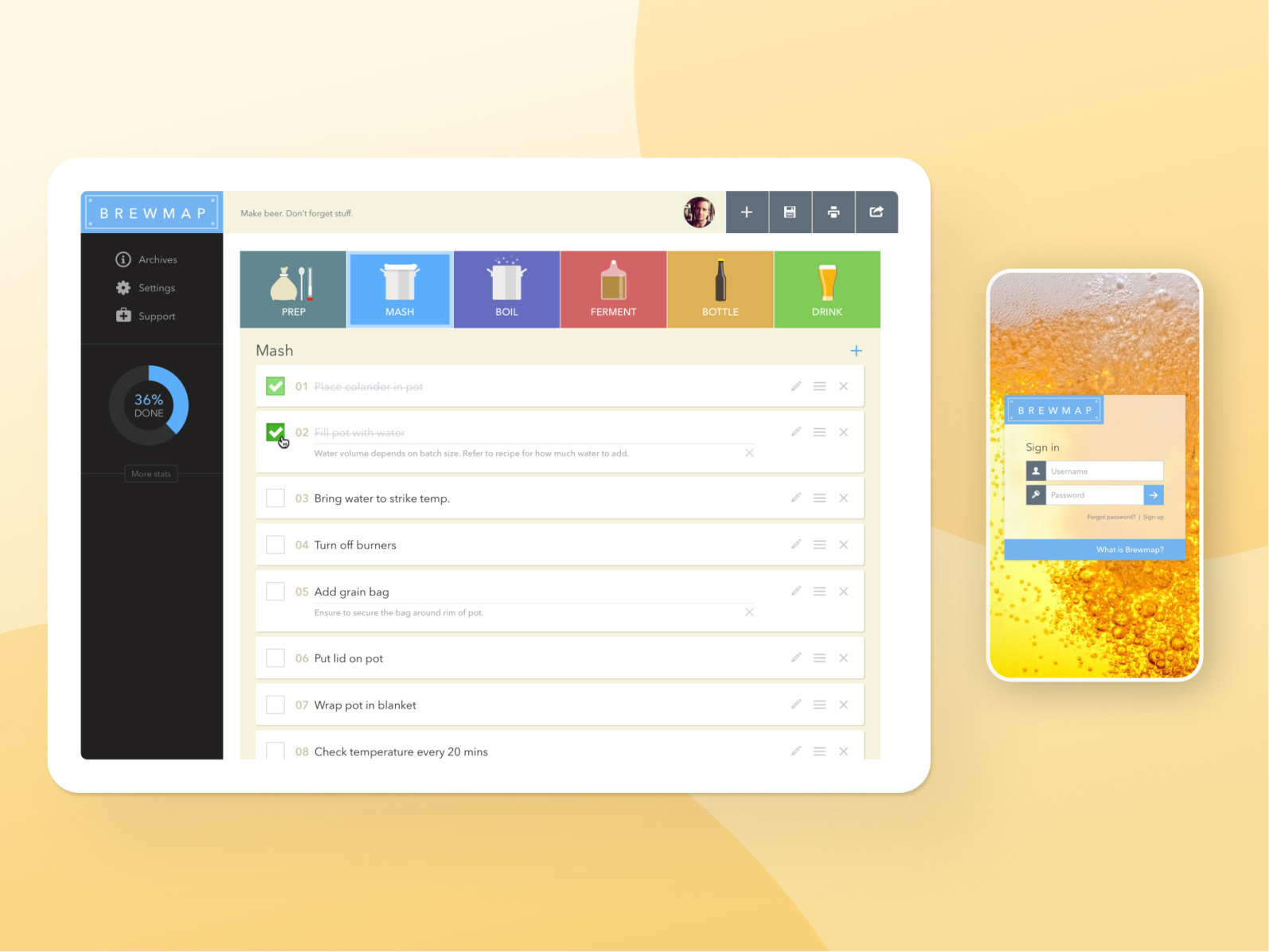 Brewmap concept for a brewing checklist app by Jed on Dribbble