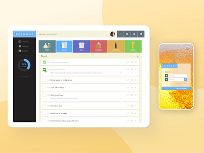 Brewmap: concept for a brewing checklist app design flat design icon illustration interface design responsive design ui ux web