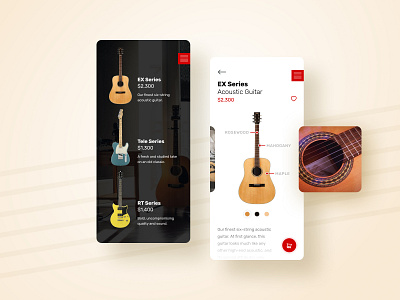 Guitar Store Concept android app app design flat flat design interface design ios app typography ui