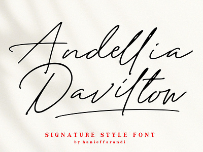 Andellia Davilton Signature Font brand brush brush fonts calligraphy calligraphy fonts design dry font illustration invitation letter lettering logo website font youtube