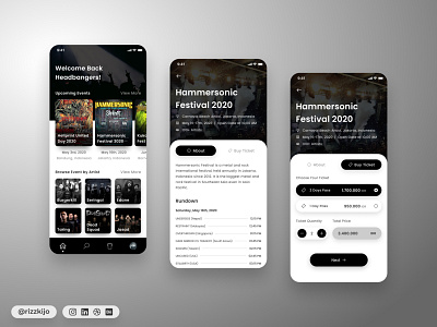 UI Design Concept for Concert Ticket Application