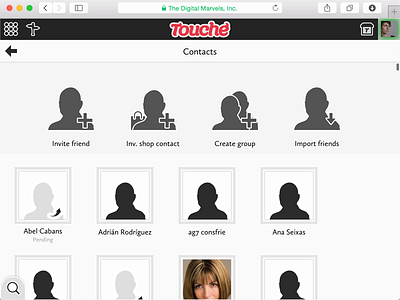 Touché app Contacts manager agenda contacts touché web app