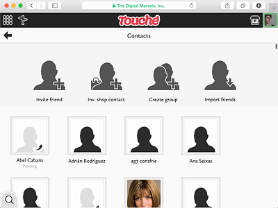 Touché app Contacts manager