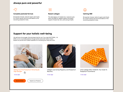 Blogs - M.O.O.; Breastfeeding & Hormonal Support. blogs brand design branding customer journey design e commerce formula hormonal supports illustration information architecture landing page user experience user interface design visual hierarchy web design webdesigner website