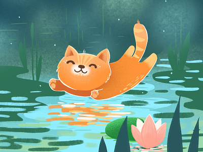 Summer kitten 2d art character illustration procreate