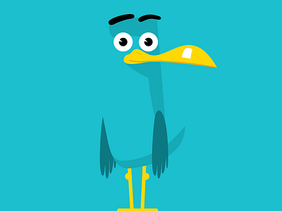 Mascot bird cartoon character cyan look mascot seagull stand