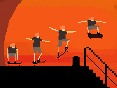 Skate or die action container man pixel pixelart skate skateboarding