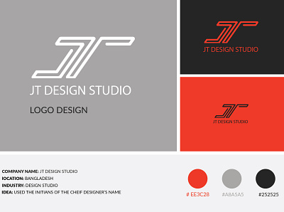 Logo Design for JT Design Studio branding branding design corporate design design illustration logo logo design logo designs logo mark minimal minimal design vector