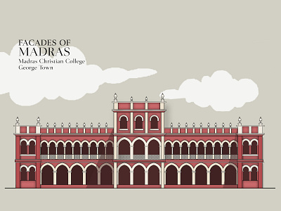 Madras Christian College- George town, Chennai architecture chennai design documentation heritage history illustration madras minimal vector