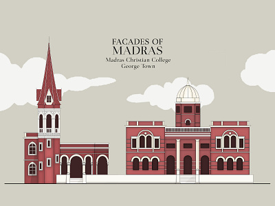 Madras Christian College- George town, Chennai architecture chennai design documentation heritage history illustration madras minimal vector