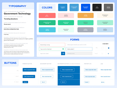 Govlaunch — Startup Design System - Style guide blue buttons colors design design system duotone feel and look fonts forms green illustration moodboard style guide styleguide ui components uiux ux web web app webdesign