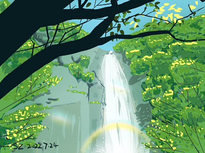 瀑布waterfall procreate