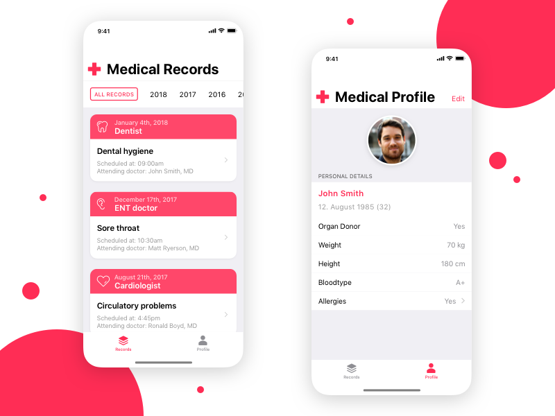 Medical Records Concept App by Constantin on Dribbble