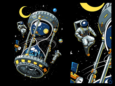 Hourglass Space Station apparel astronaut illustration illustrator merch merchandise nasa space space station spacex t shirt t shirtdesign tshirt vector vectorart