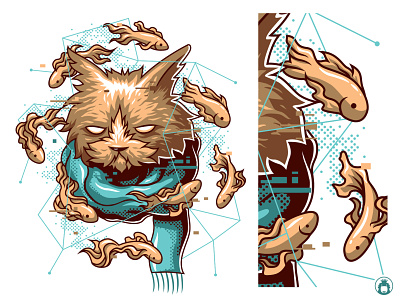 Delusion animal cat cute fish fun funny illustration illustrator tshirt tshirt design vector vectorart