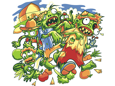 Farming Dead commission designgraphic illustration illustrator monsters t shirt tee vector walkingdead zombies