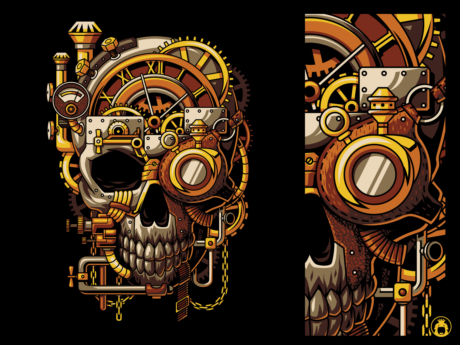 Steampunk Skull Dribbble Post 4x 