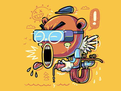 Angry Bear bear character fun funny illustration kid nft t-shirt vector