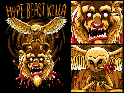 Hype Beast Killa beast bird commission graphicdesign illustration killa monster owl rose t shirtdesign tee vector