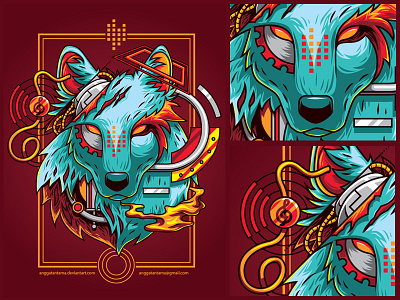 Electric Wolf animal commission electric graphicdesign illustration music t shirtdesign tee urban vector wild wolf