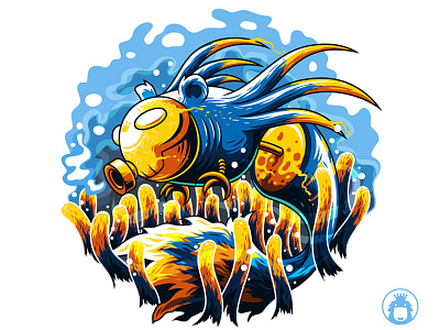 The Gold Bones blue bones character design collaboration commission deepsea gold graphicdesign illustration monster under water vector