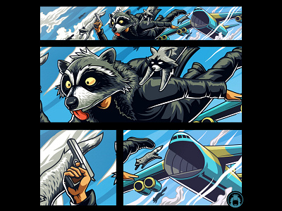 Racoon animal commission game graphicdesign grey gta illustration racoon skydiving urban vector youtubebanner