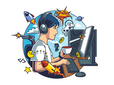 Game Developer artist commission game developer gamedev illustration vector vectorart web website