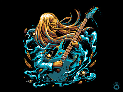 ROCK GIRL apparel clothing guitar illustration music rock rocknroll soul sound t shirt design vector vectorart