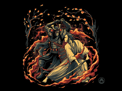 Samurai Wars apparel illustration katana ronin samurai starwars starwars fanart sword t shirt design vector vectorart
