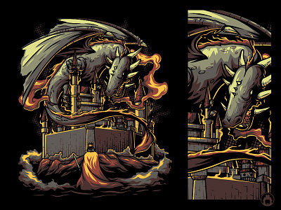 Dragon Slayer apparel castle commission dragon illustration king kingdom slayer sword t shirt t shirtdesign tee vector war