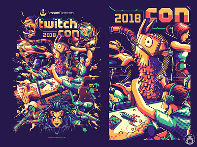 Stream Elements twitch con 2018 fortnite game gaming illustration poster pubg ryu screenprinting streamer street fighter t-shirtdesign tee twitch twitch con 2018 twitchcon vector warcraft