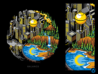 Balance apparel city forest illustration nature symbol t shirt t shirtdesign vector vectorart yingyang