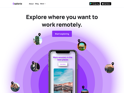 Explorio | Work remotely in the best places design product design saas design saas landing page website design