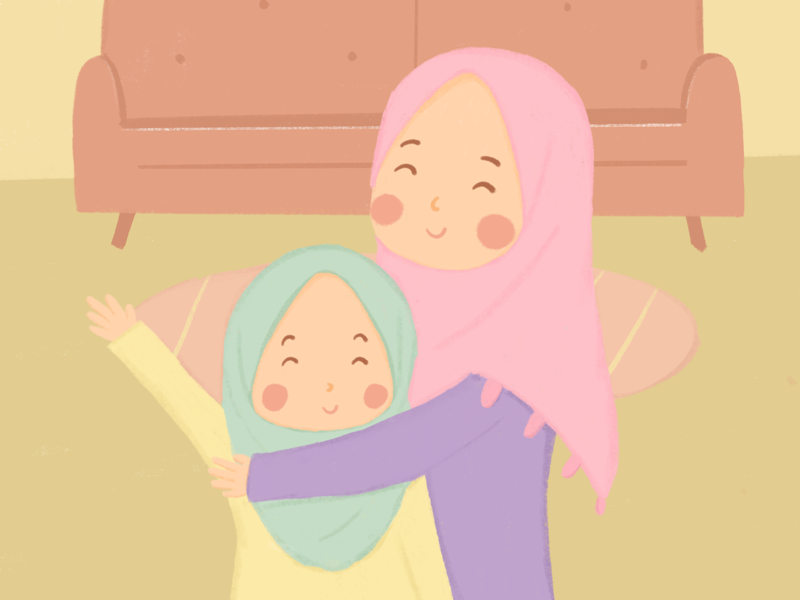 Hug artworks sister hug muslim childrenillustration childrenbook illustrator illustration